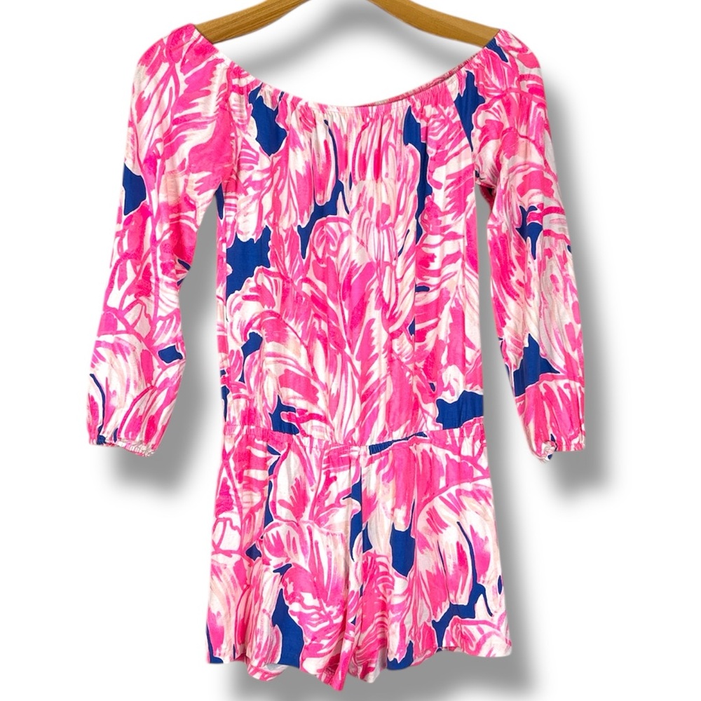 Lilly Pulitzer Lana Strapless Romper Tiki Pink Beach Bliss